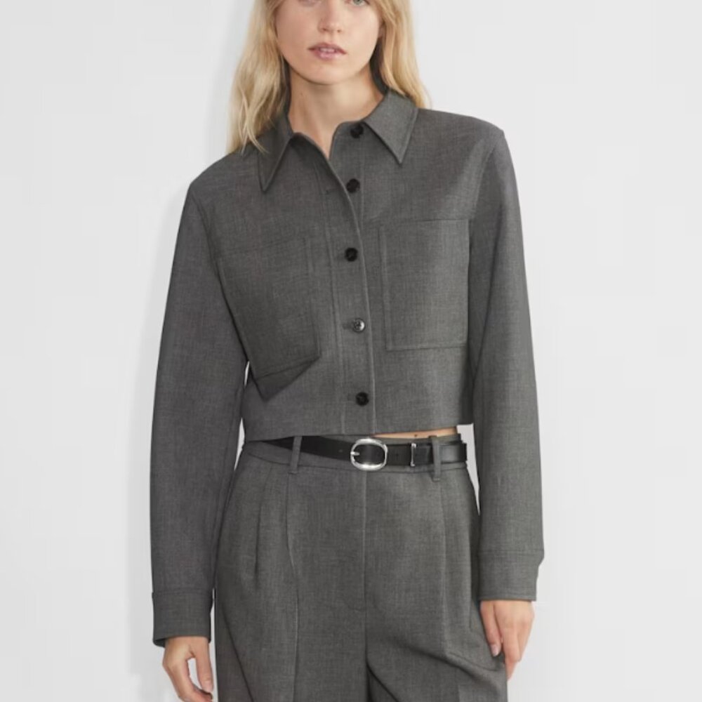 Wilfred Little Cropped Jacket - (Re)ssential Heather Charcoal Size Large NWOT